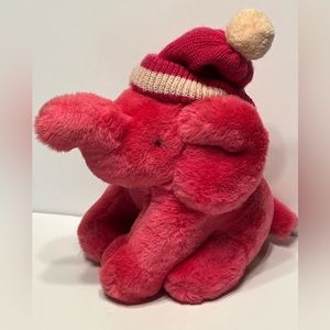 Vintage Chosun plush   Pink Elephant wearing Toboggan